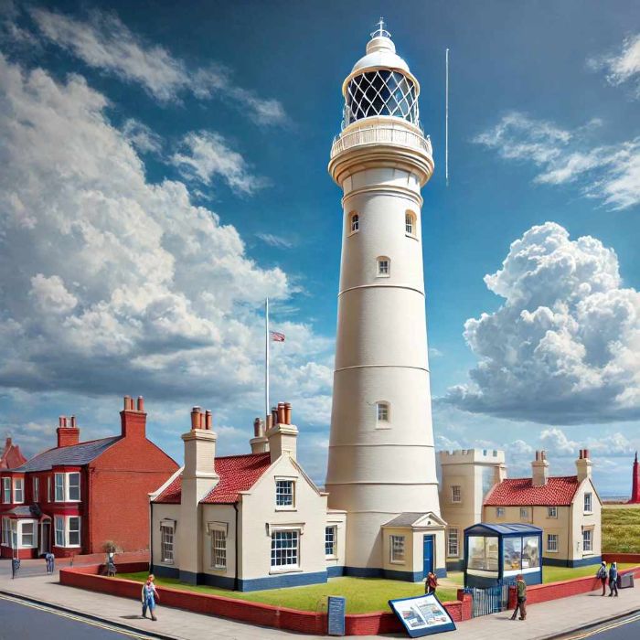 A realistic depiction of Withernsea Lighthouse, 
                    a historic inland lighthouse in East Yorkshire.
