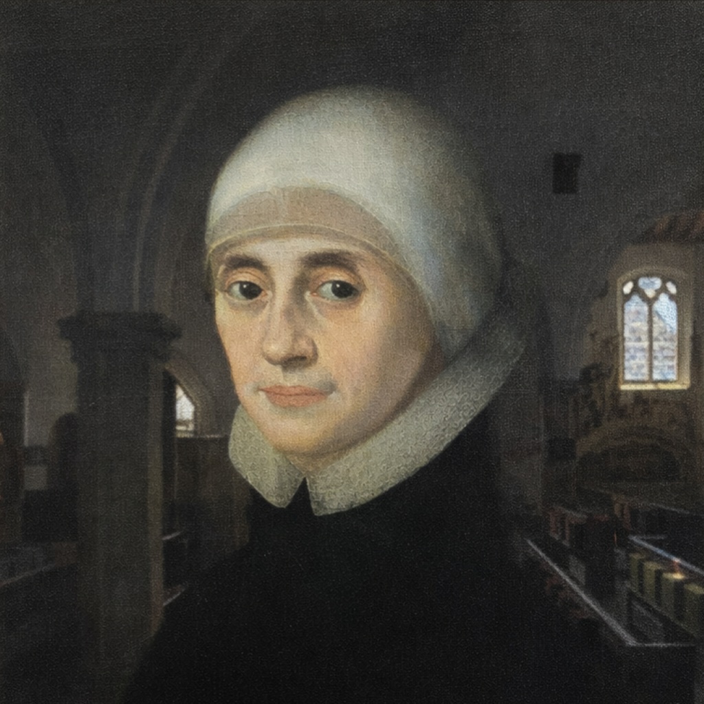 A realistic historical portrait of Mary Ward, the 
                    17th-century Catholic nun and educator.