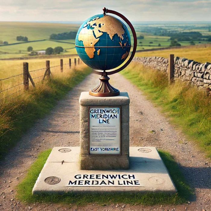 A realistic depiction of the Greenwich Meridian 
                    Line marker in East Yorkshire.