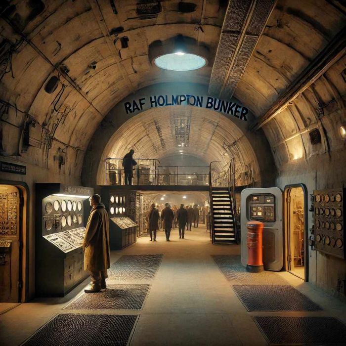A realistic depiction of RAF Holmpton Bunker, a 
                    Cold War-era underground facility near Withernsea, East Yorkshire.